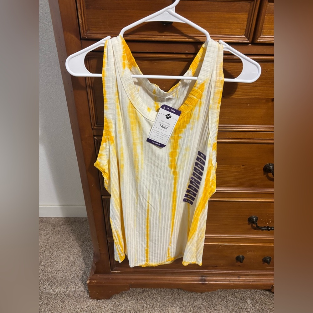 Vibrant Yellow and White Women's Tank Top